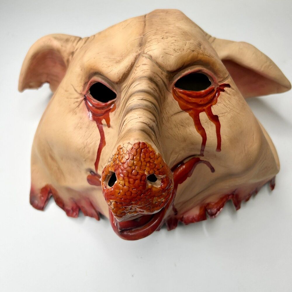 Bloody Pig Halloween butcher Mask Nose Scary Creepy Full Head Costume Cosplay